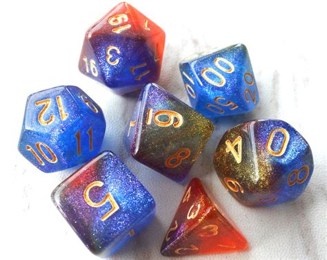 Dnd Dice Set Polyhedral Dice Galaxy Dandd Dice Dungeons And Etsy