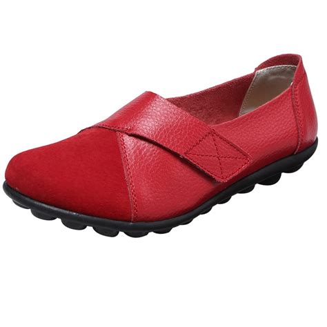 Orthopedic PU Leather Loafers Soft Sole Casual Flats Shoes For Women