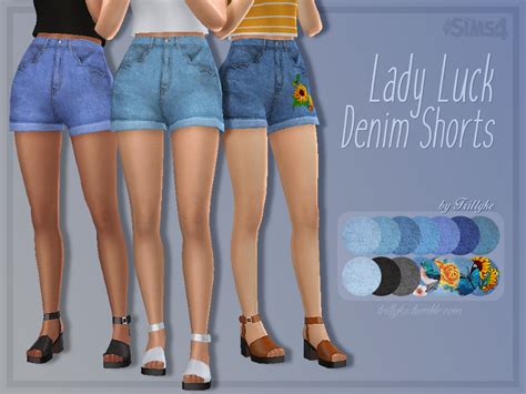 Lace Denim Shorts H M Outfits Sims4 Clothes Sims 4 Mm Female Shorts