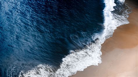 Wallpaper Beach Waves Sea View Top View Wet Water Blue Nature