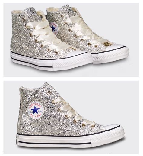 Sparky Silver Glitter Converse All Star High Top Or Wedge All Wedding
