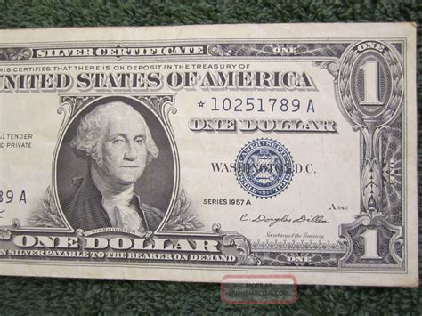 Silver Certificate Blue Seal One Dollar 1957 A Star Note