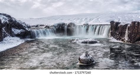 Godafoss Waterfall Iceland Europe Winter Stock Photo 1713797260