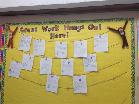 Student Work Display Stringtwine Across Walls W Clothespins