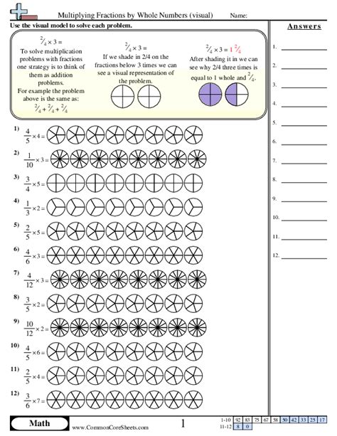 Fractions As Whole Numbers Visual Worksheets