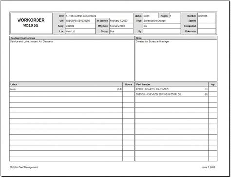 Excel Work Order Form Template Addictionary