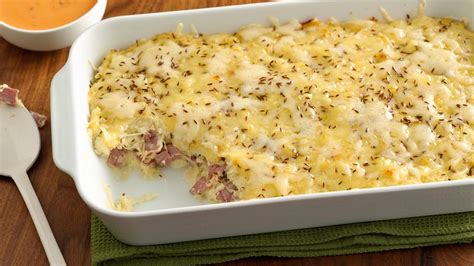 Use canned or leftover corned beef in this easy corned beef casserole. Reuben Casserole Recipe - Tablespoon.com
