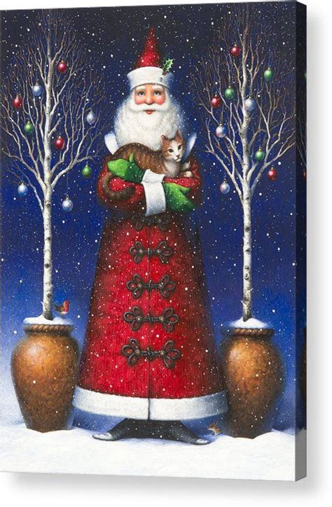 Santas Cat Acrylic Print By Lynn Bywaters Christmas Art Christmas