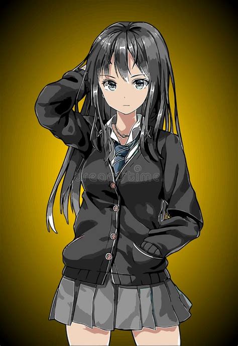 Anime Girl Wearing Black Jacket Stock Vector Illustration Of Sketch
