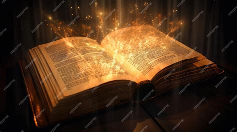 Bible Shining Holy Bible On The Wooden Table Generative Ai Premium Ai Generated Image