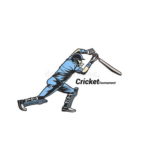 Illustration Bleue De Vecteur Dhomme De Battes De Cricket Illustration