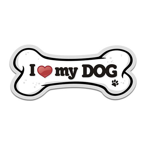 I Love My Dog Decal Heart Dogs Sign Bone Shape Vinyl Sticker V2