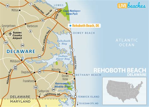 Map Of Rehoboth Beach Delaware Live Beaches