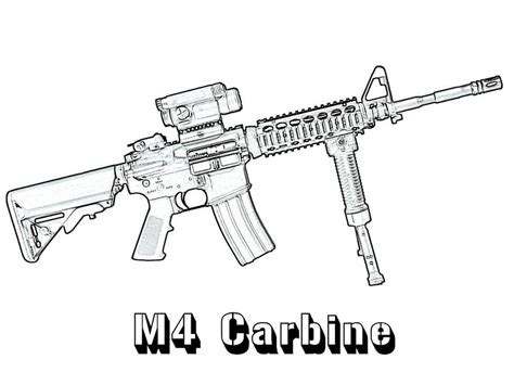 M4 Carbine Coloring Page Free Printable Coloring Pages For Kids