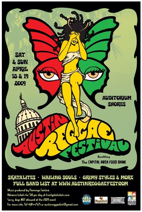austin reggae festival 2009 affiche festival musique reggae illustration