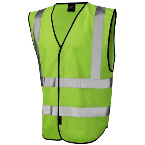 Leo Workwear W05 Lm Pilton Hi Vis Lime Green Vest Bk Safetywear