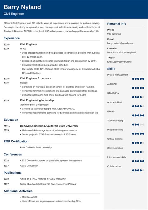 Civil Engineer Resume Sample—20 Examples And Writing Tips