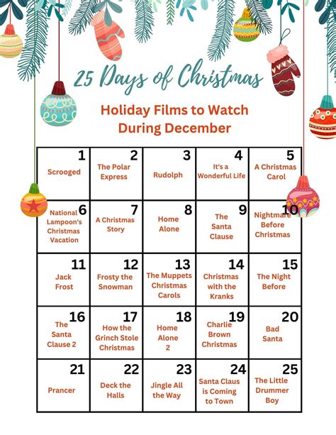 The 25 Days Of Christmas Calendar With Ornaments Hanging From It And