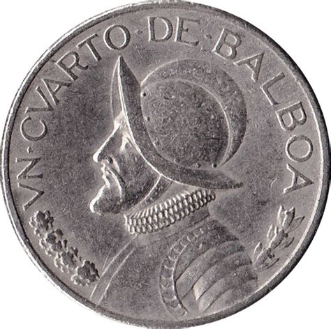 The balboa is subdivided into 100 centésimos Panama 1 Cuarto (25 Cents) - Foreign Currency