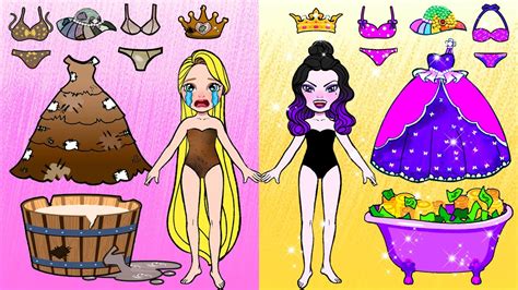 Trucos Y Manualidades Para Muñecas De Papel Disfraces De Princesas Rica Y Pobre De Vestirse