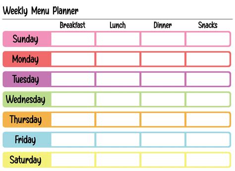Lunch Planning Template Form Fillable Printable Forms Free Online