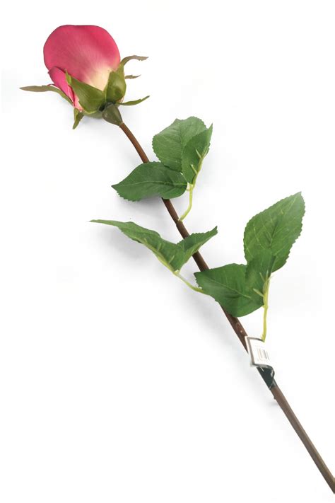 artificial 52cm single stem closed bud magenta rose artplants