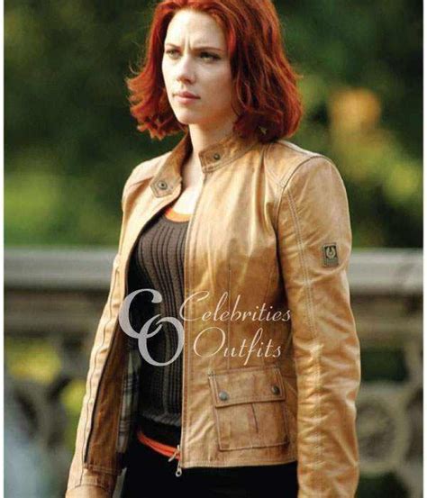 Scarlett Johansson Tan Color Women Biker Leather Jacket