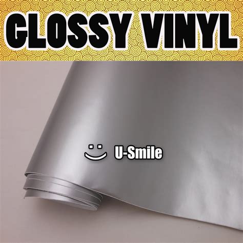Gloss Silver Glossy Wrap Film Decal Sheet Glossy Silver Self Adhesive