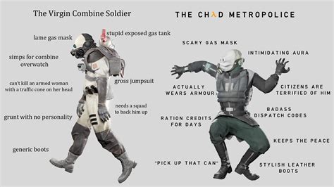 Virgin Combine Soldier V Chad Metropolice Virgin Vs Chad Know Your Meme