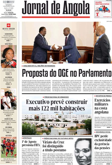 Jornal De Angola Quinta 01 De Novembro De 2018