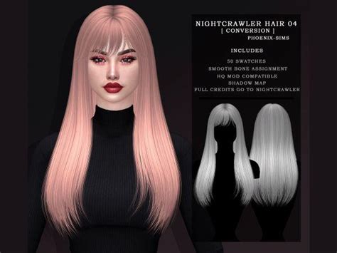Прическа Nightcrawler Hair 04 Conversion от Phoenixsims4 для Симс 4
