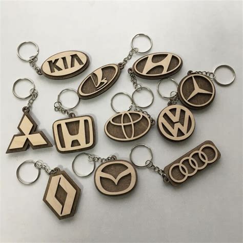Laser Cut Car Logo Keychains Wooden Car Key Rings Vector Dxf Etsy