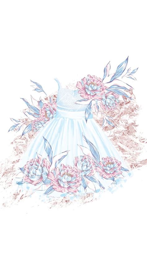 A Drawing Of A Dress With Flowers On It