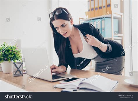 Portrait Charming Sexy Woman Bending Over Stock Photo Edit Now