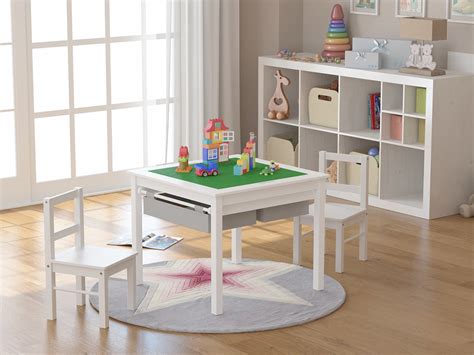 Charles table and bench from stacklab.the charles table and bench are made using locally sourced white oak and powder coated steel. UTEX Wooden 2 In 1 Kids Construction Play Table and 2 Chairs Set with Storage Drawers and Built ...