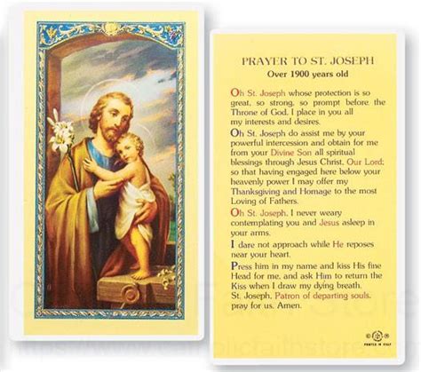 St Joseph Laminated Prayer Cards 25 Pack