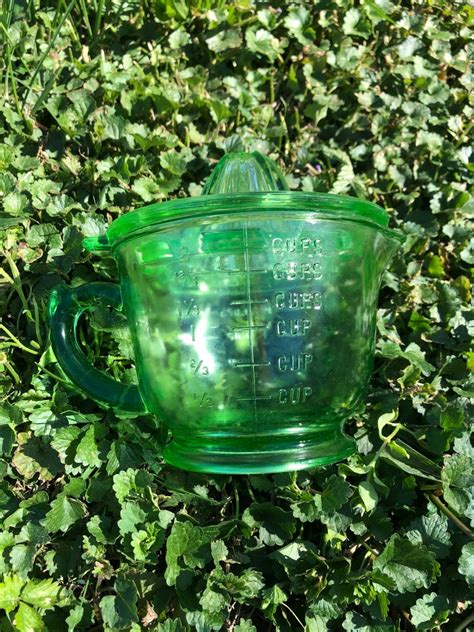 Antique Green Depression Glass Juicer Measuring Cup Cooking Etsy