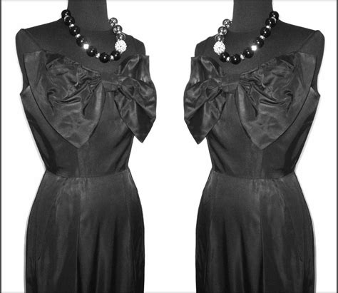 Vintage 50s Black Hourglass Dress Shop Thrilling