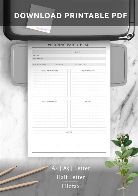 Download Printable Wedding Party Planner Template Original Pdf