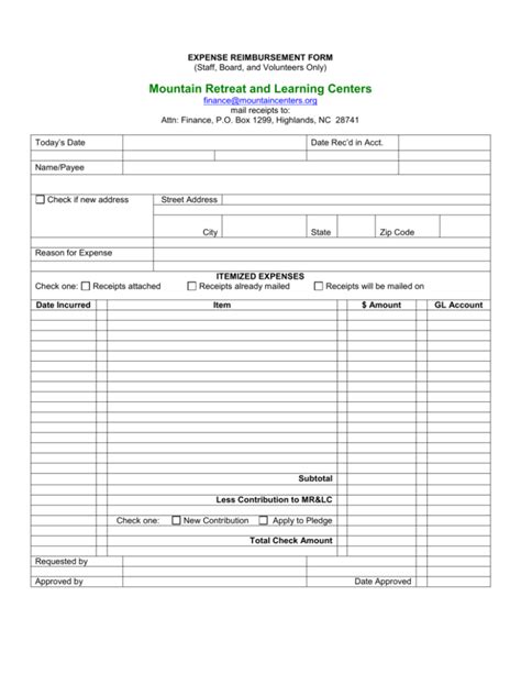 101 Sample Word Expense Reimbursement Form