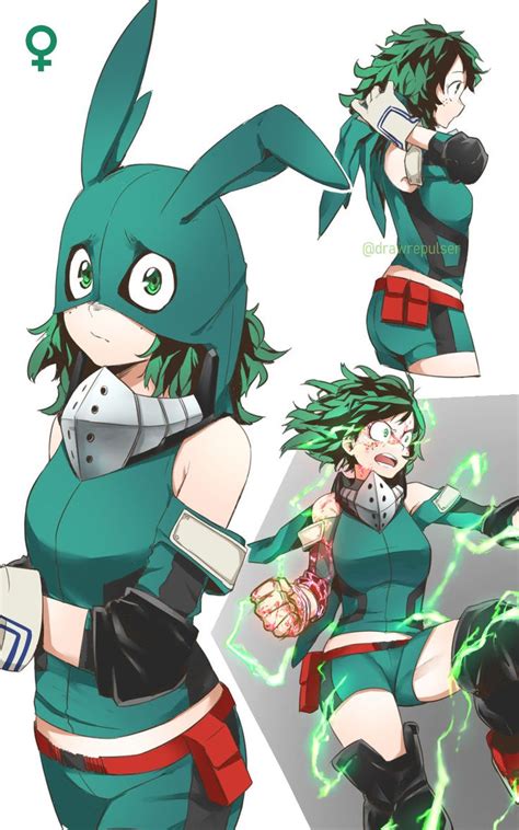 Deku Genderbend By Drawrepulser Anime Anime Characters Hero