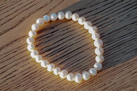 Real Freshwater Pearl Stretch Bracelet Etsy