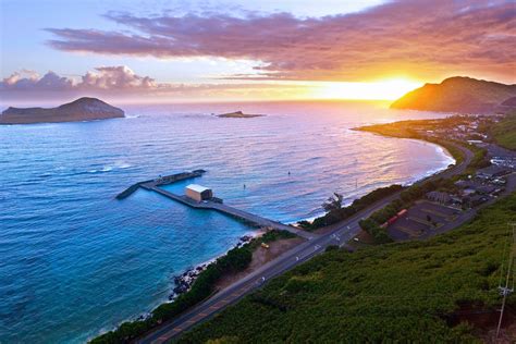 Hawaii Sunrise Over The Makai Pier Dronestagram
