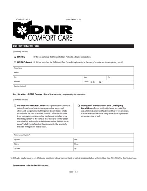 Dnr Identification Form Ohio Free Download