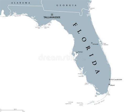 Mapa Político De La Florida Estados Unidos Ilustración Del Vector
