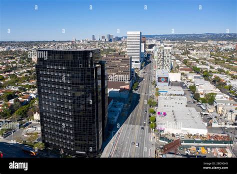 Aerial Views Of Mid Wilshire Miracle Mile District Of Los Angeles Stock