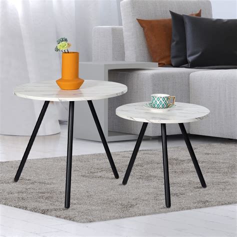 Buy Round Nesting Tables Set Of 2 White Side Tables Small Nest Of