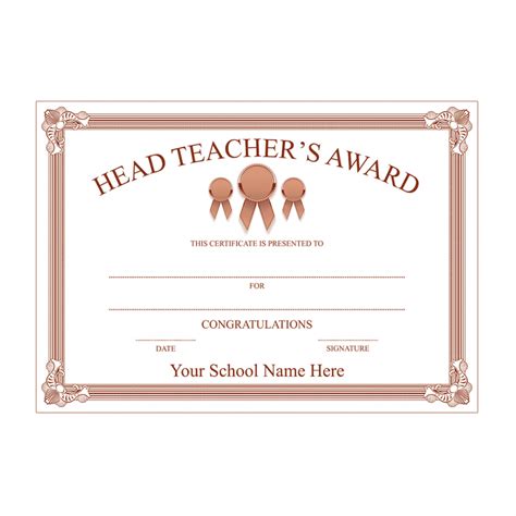 Head Teachers Bronze Award Certificate Available At School Stickers