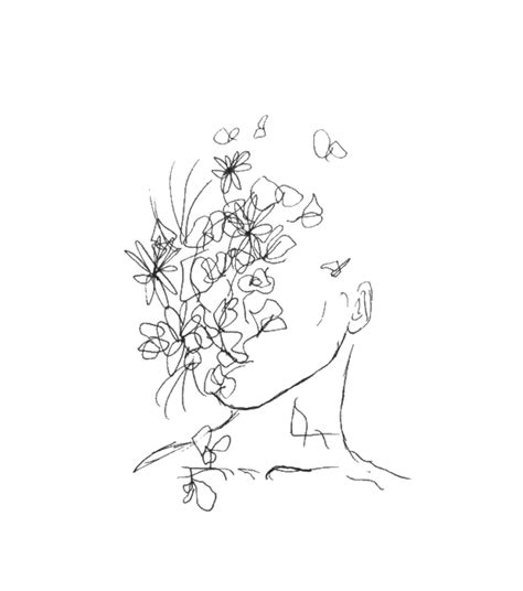Flower face in 2020 | flower line drawings, line art. never thought id be apart from you. im floating further ...