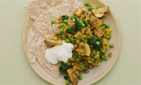 Meera Sodhas Vegan Recipe For Leek Mushroom Kale And Pea Subji Vegan Dishes Stuffed